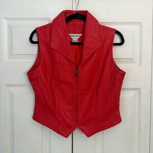 Paolo Santini 100% Leather Red Leather Vest 10
